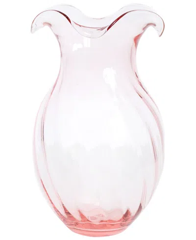 VIETRI HIBISCUS GLASS VERTICAL FLUTED VASE, LARGE
