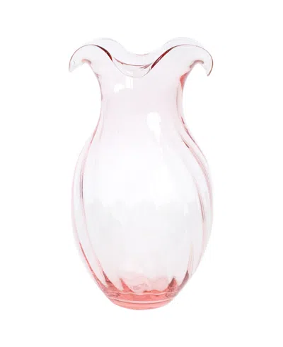 Vietri Hibiscus Glass Vertical Fluted Vase, Small