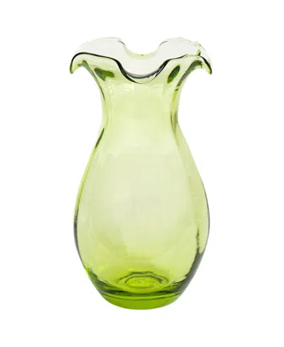 Vietri Hibiscus Glass Vertical Fluted Vase, Small