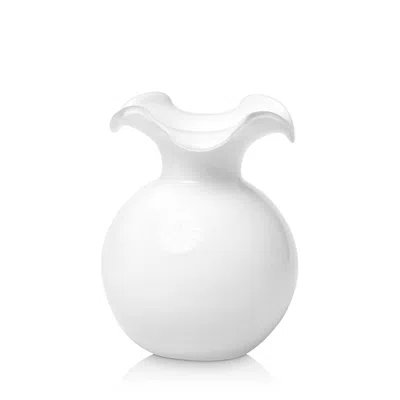 VIETRI HIBISCUS GLASS WHITE SMALL FLUTED VASE,HBS-8581W