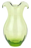 Vietri Hibiscus Glass Vertical Fluted Medium Vase In Green