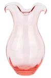 Vietri Hibiscus Glass Vertical Fluted Medium Vase In Pink