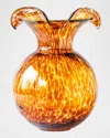 Vietri Hibiscus Glass Tortoiseshell Medium Fluted Vase In Brown