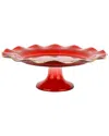 Vietri Holiday Glass Cake Stand In Red