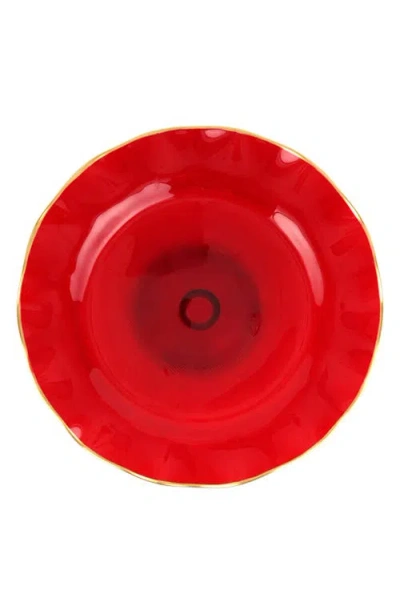 Vietri Holiday Glass Cake Stand In Red