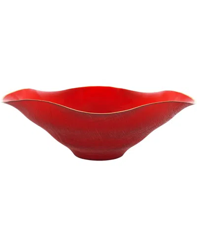 Vietri Holiday Glass Centerpiece In Red