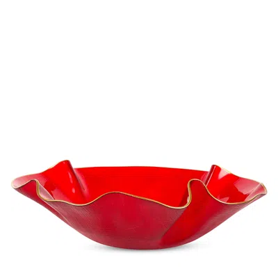 VIETRI HOLIDAY GLASS MEDIUM RUFFLED BOWL