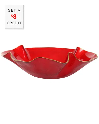 Vietri Holiday Glass Medium Ruffled Bowl With $8 Credit