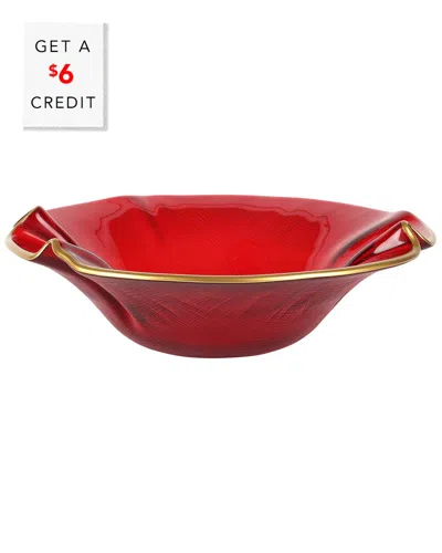 Vietri Holiday Glass Small Ruffled Bowl With $6 Credit