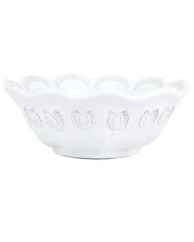 Vietri Incanto Lace Medium Round Bowl In White
