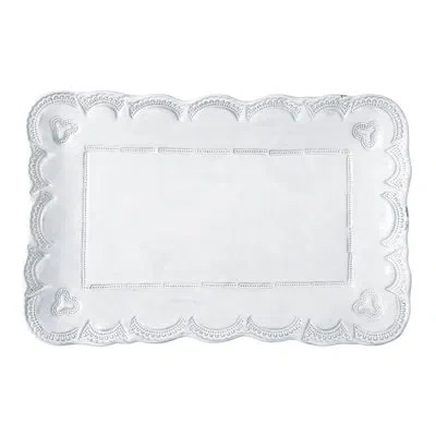 Vietri Incanto Lace Small Rectangular Platter In White