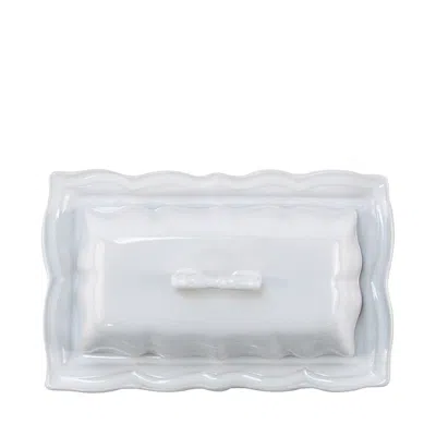 Vietri Incanto Stone Baroque Butter Dish In White