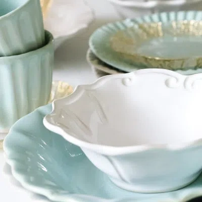 Vietri Incanto Stone Baroque Cereal Bowl In White