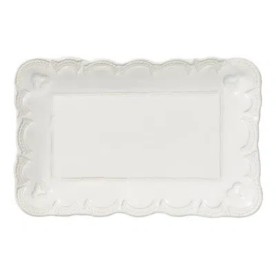 Vietri Incanto Stone Lace Small Rectangular Platter In White