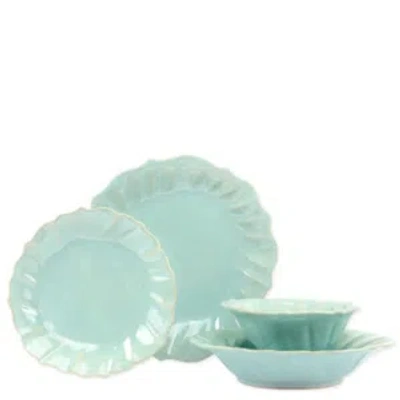 Vietri Incanto Stone Ruffle 4 Piece Place Setting In White