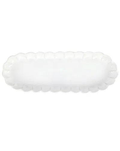 Vietri Incanto Stone Ruffle Oval Tray In White