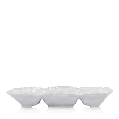 Vietri Incanto Stone White Lace Medium Three-part Server