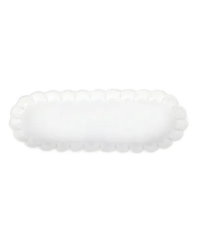 VIETRI INCANTO STONE WHITE RUFFLE OVAL TRAY