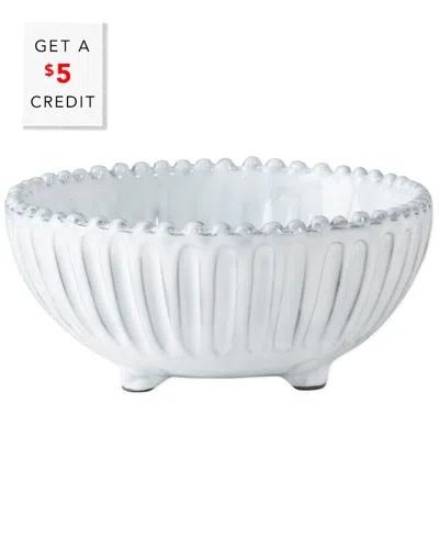Vietri Incanto Stripe Footed Bowl With $5 Credit In White