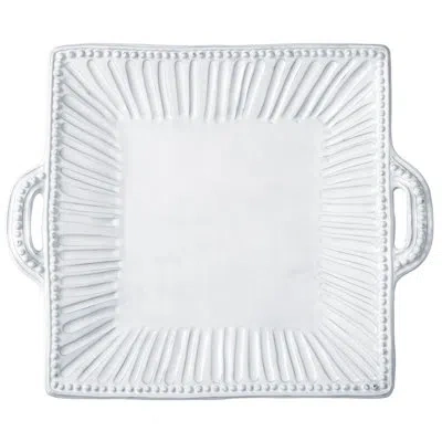 Vietri Incanto Stripe Handled Square Platter In White