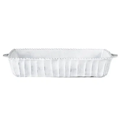 Vietri Incanto Stripe Medium Rectangular Baking Dish In White