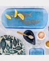 Vietri Isola Glass Medium Fish Rectangular Tray In Blue