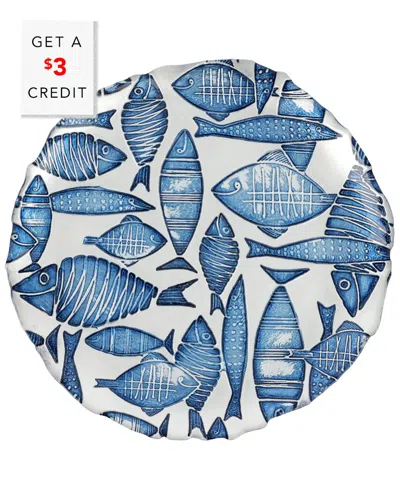Vietri Isola Glass Salad Plate With $3 Credit In Blue