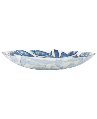 Vietri Isola Glass Shallow Serving Bowl In Blue