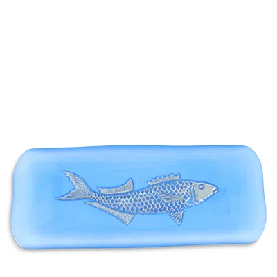 Vietri Isola Glass Small Fish Rectangular Tray In Blue