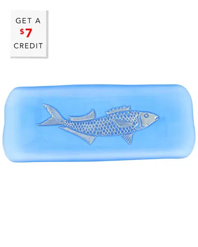 VIETRI VIETRI ISOLA GLASS SMALL FISH RECTANGULAR TRAY WITH $7 CREDIT