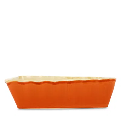 Vietri Italian Bakers Medium Rectangular Baking Dish In Orange