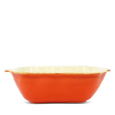 Vietri Italian Bakers Medium Square Baking Dish In Orange