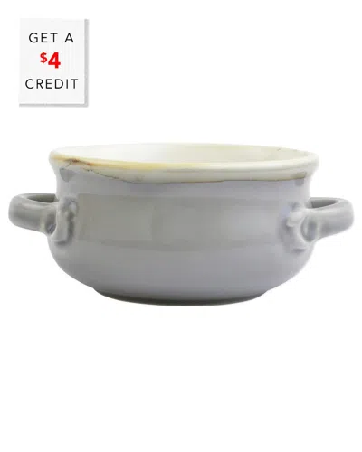 Vietri Italian Bakers Small Handled Round Baker With $4 Credit In Gray