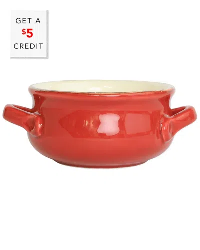 Vietri Italian Bakers Small Handled Round Baker With $4 Credit In Red