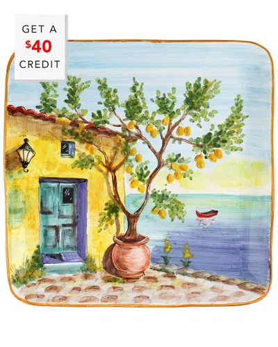 Vietri Landscape Wall Plates Large Square Platter With Lemon Tree With $40 Credit In Multi