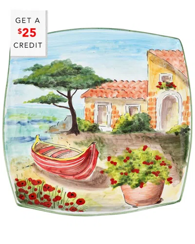 Vietri Landscape Wall Plates Square Platter With Boat With $25 Credit In Multi