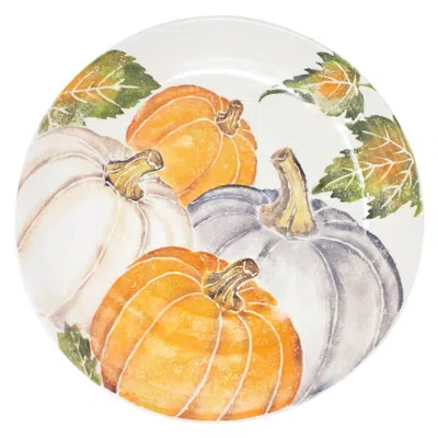 Vietri Large Serving Bowl With Assorted Pumpkins In White