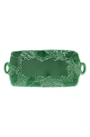 Vietri Lastra Holiday Figural Handled Rectangular Platter In Green