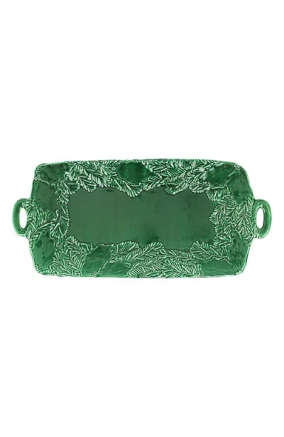 VIETRI VIETRI LASTA GREEN FIGURAL DOUBLE HANDLE PLATTER