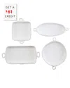 Vietri Lastra 4pc Bakeware Essentials Set With $61 Credit In White