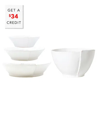 Vietri Lastra 4pc Serving Bowls Set With $34 Credit In White