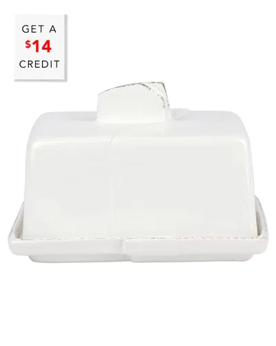 Vietri Lastra Butter Dish With $14 Credit In White