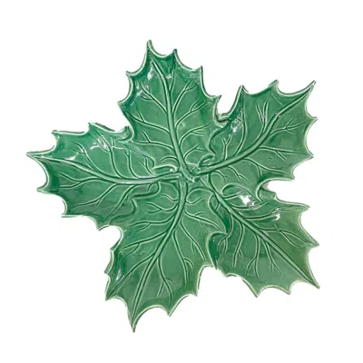 Vietri Lastra Evergreen Figural Holly Small Platter