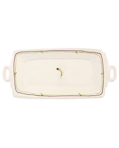 Vietri Lastra Fiori Di Bosco Handled Rectangular Platter In Gold
