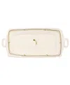 Vietri Lastra Fiori Di Bosco Handled Rectangular Platter In Cream