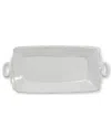 Vietri Lastra Handled Rectangular Platter, Light Gray In White