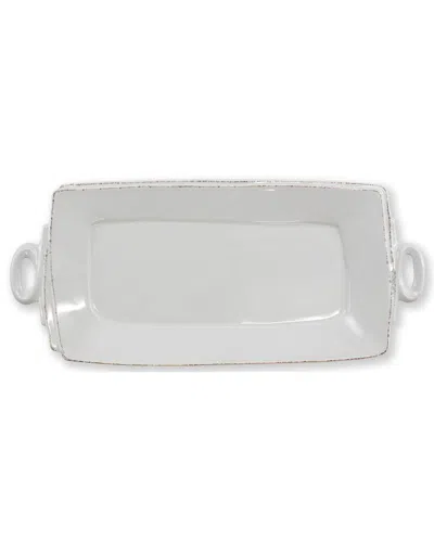 Vietri Lastra Handled Rectangular Platter, Light Gray In White