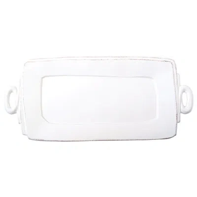 Vietri Lastra Handled Rectangular Platter In White