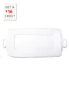 Vietri Lastra Handled Rectangular Platter With $16 Credit In White
