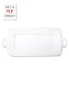 Vietri Lastra Handled Rectangular Platter In White